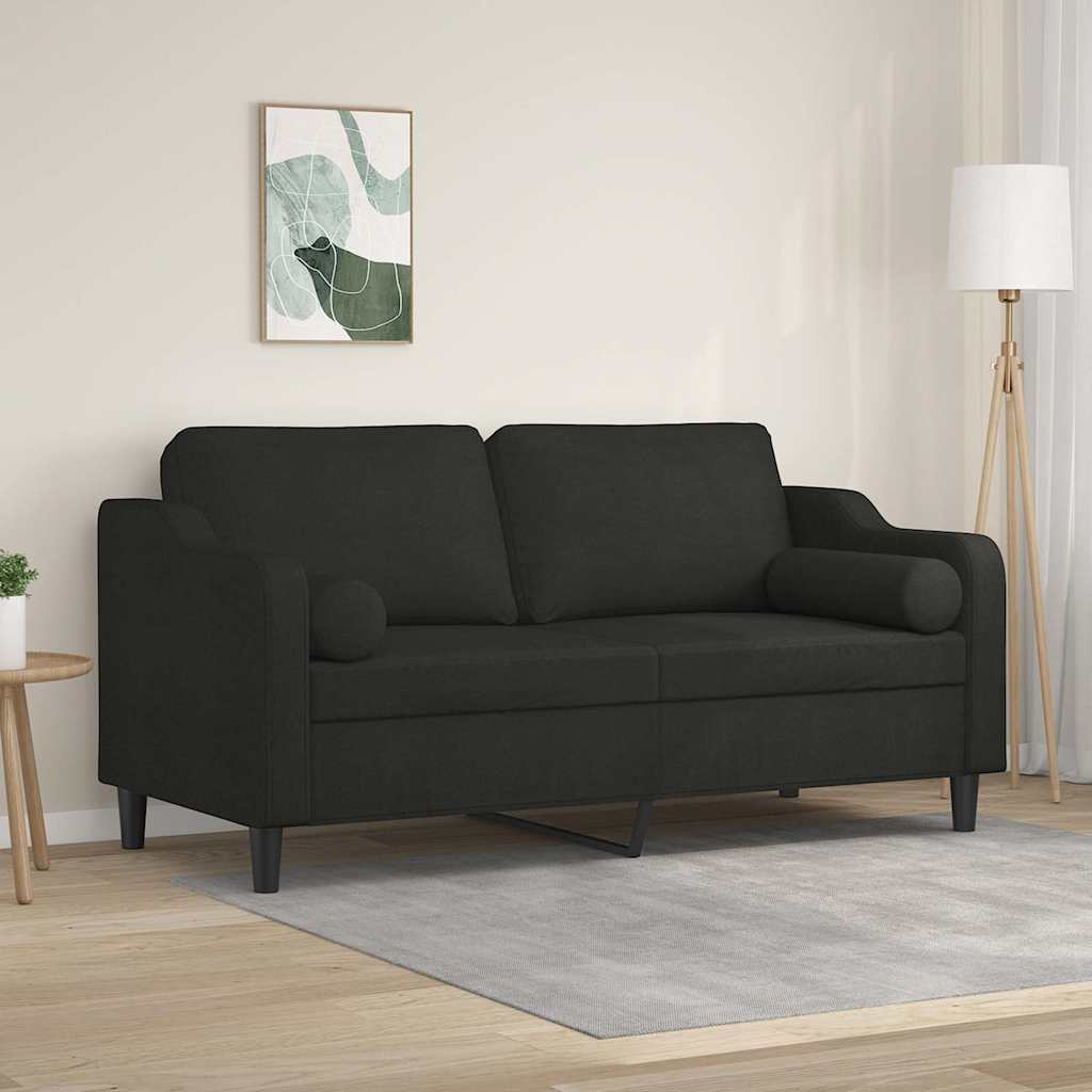 Vidaxl tweezitsbank met sierkussens 140 cm stof zwart
