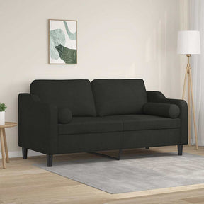Vidaxl tweezitsbank met sierkussens 140 cm stof zwart