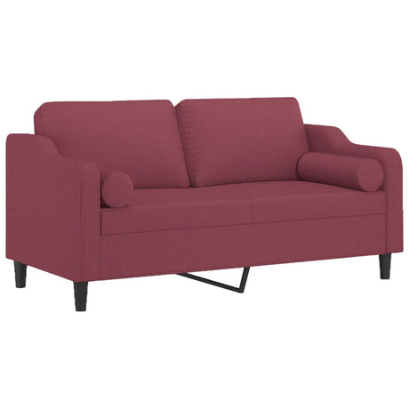 Vidaxl tweezitsbank met sierkussens 140 cm stof wijnrood