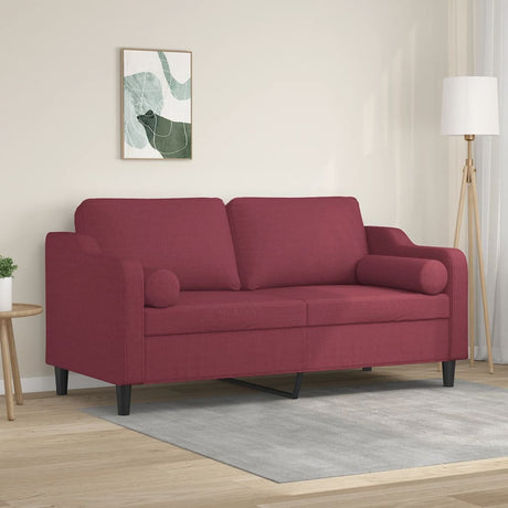 Vidaxl tweezitsbank met sierkussens 140 cm stof wijnrood