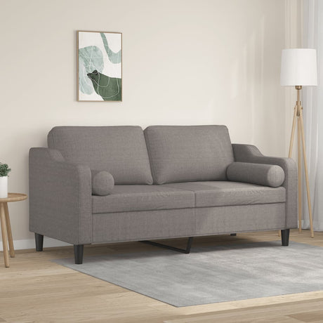 Vidaxl tweezitsbank met sierkussens 140 cm stof taupe