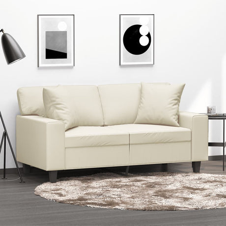 Vidaxl tweezitsbank met sierkussens 120 cm kunstleer crèmekleurig