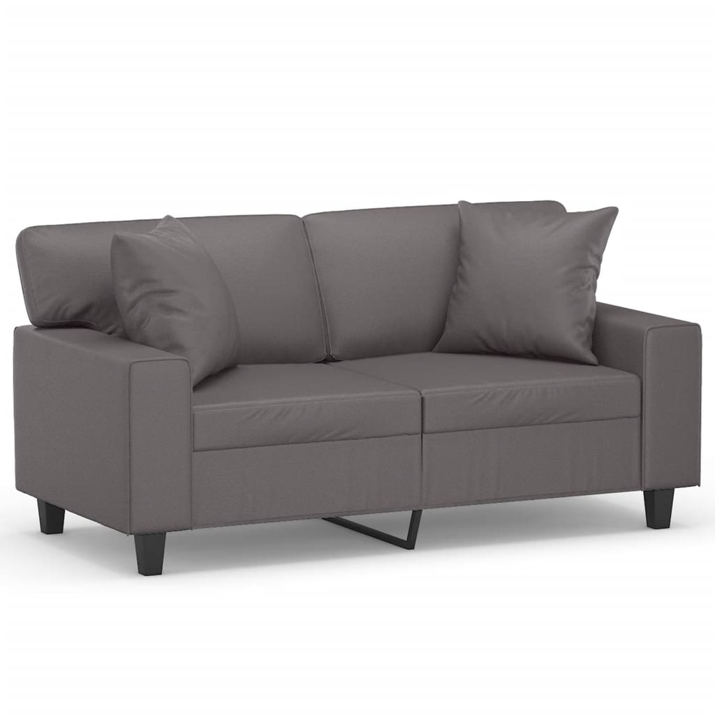 Vidaxl tweezitsbank met sierkussens 120 cm kunstleer grijs