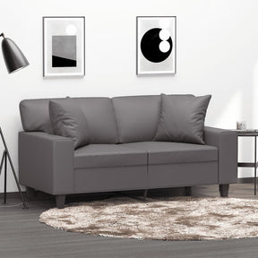 Vidaxl tweezitsbank met sierkussens 120 cm kunstleer grijs
