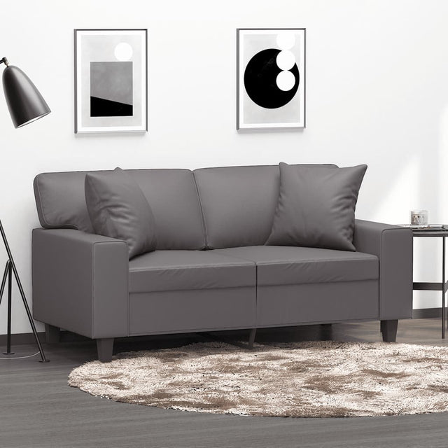 Vidaxl tweezitsbank met sierkussens 120 cm kunstleer grijs