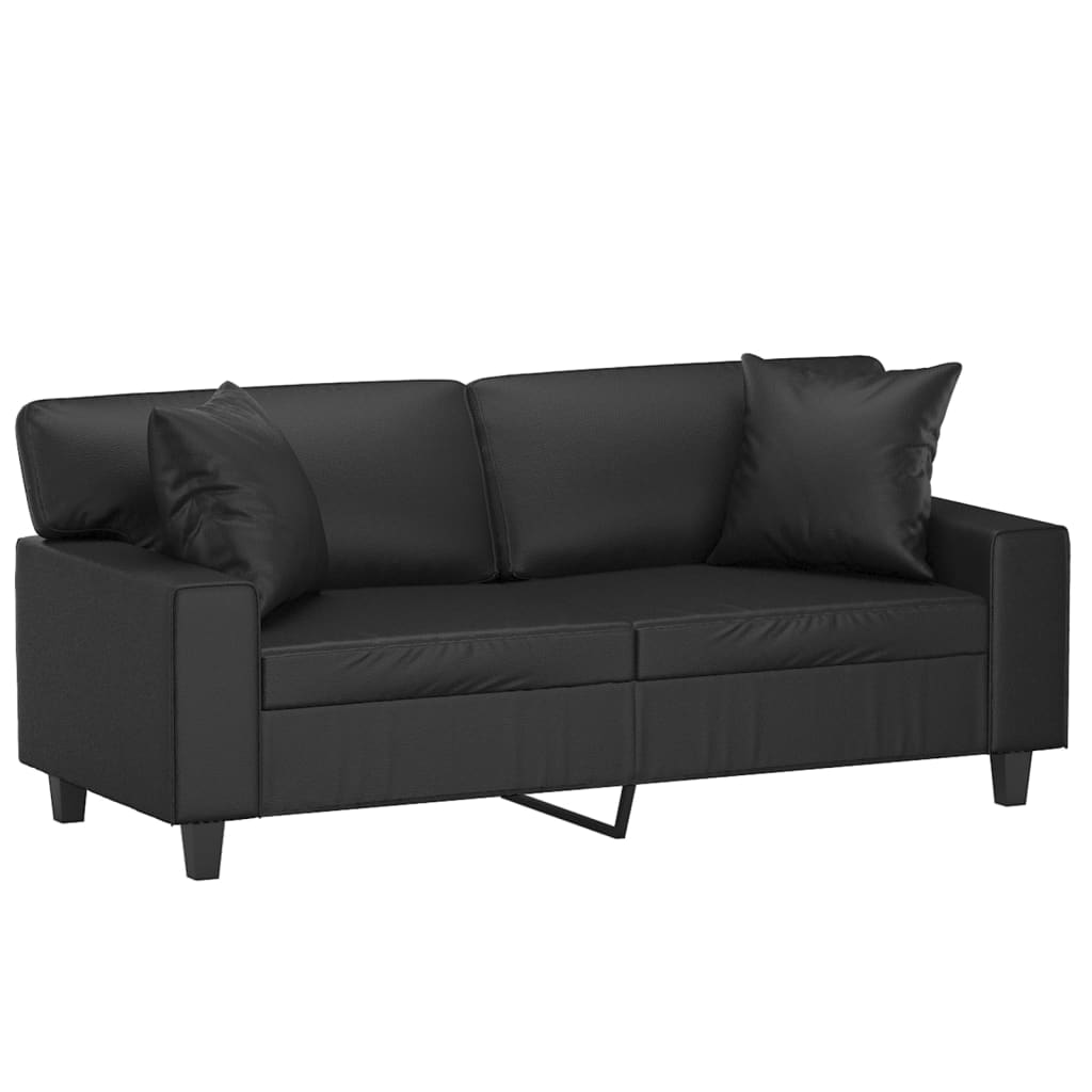 Vidaxl tweezitsbank met sierkussens 140 cm kunstleer zwart