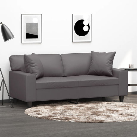 Vidaxl tweezitsbank met sierkussens 140 cm kunstleer grijs