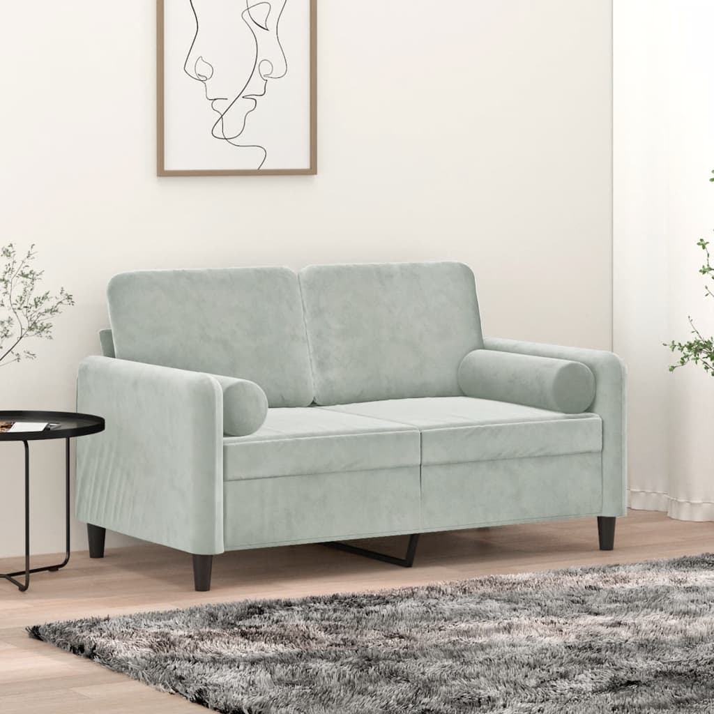 Vidaxl tweezitsbank met sierkussens 120 cm fluweel lichtgrijs