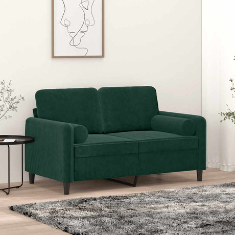 Vidaxl tweezitsbank met sierkussens 120 cm fluweel donkergroen