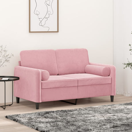 Vidaxl tweezitsbank met sierkussens 120 cm fluweel roze