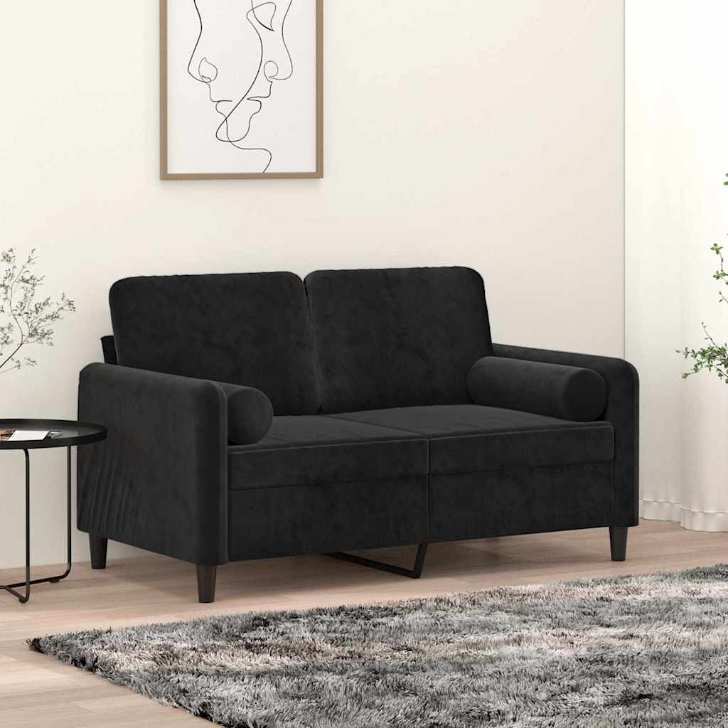 Vidaxl tweezitsbank met sierkussens 120 cm fluweel zwart
