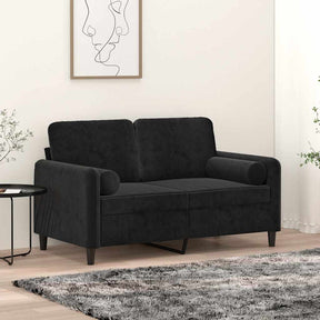 Vidaxl tweezitsbank met sierkussens 120 cm fluweel zwart