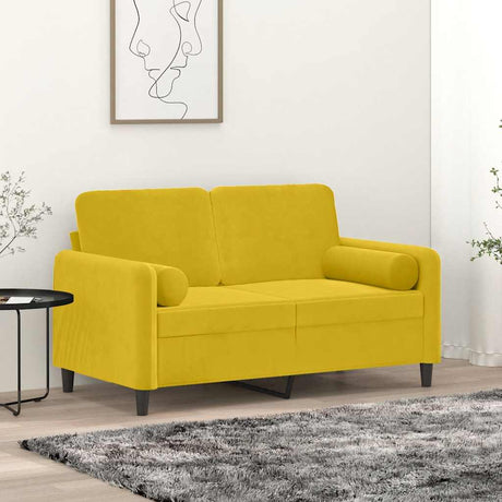 Vidaxl tweezitsbank met sierkussens 120 cm fluweel geel