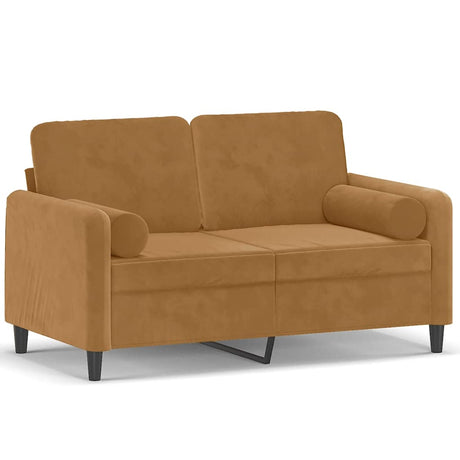 Vidaxl tweezitsbank met sierkussens 120 cm fluweel bruin