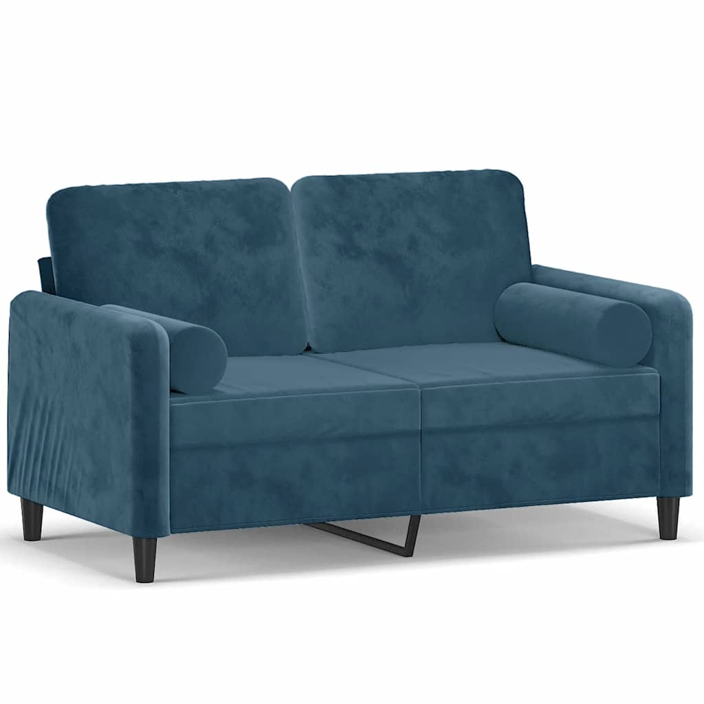Vidaxl tweezitsbank met sierkussens 120 cm fluweel blauw