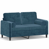 Vidaxl tweezitsbank met sierkussens 120 cm fluweel blauw