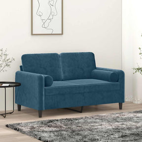 Vidaxl tweezitsbank met sierkussens 120 cm fluweel blauw