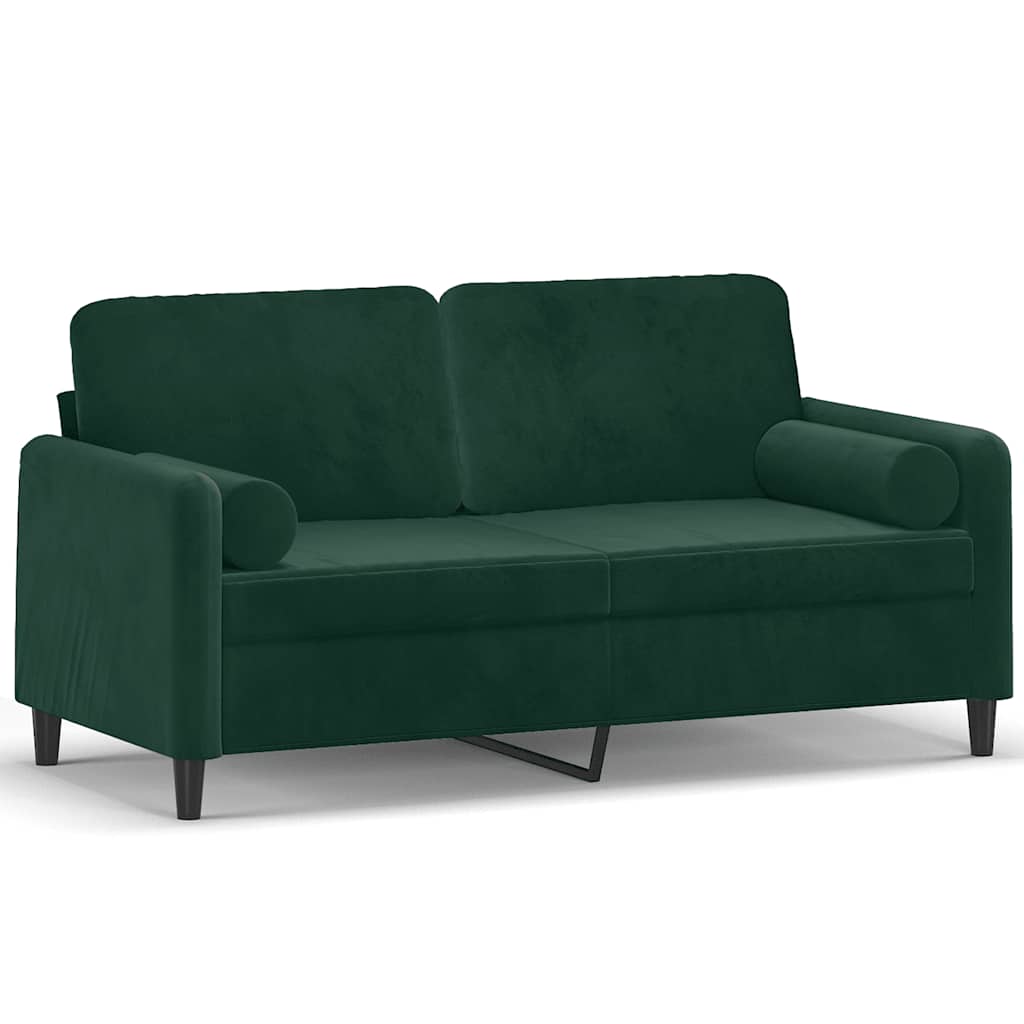 Vidaxl tweezitsbank met sierkussens 140 cm fluweel donkergroen