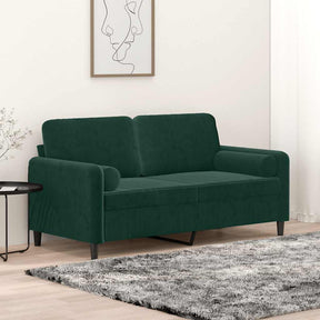Vidaxl tweezitsbank met sierkussens 140 cm fluweel donkergroen