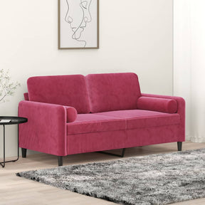 Vidaxl tweezitsbank met sierkussens 140 cm fluweel wijnrood