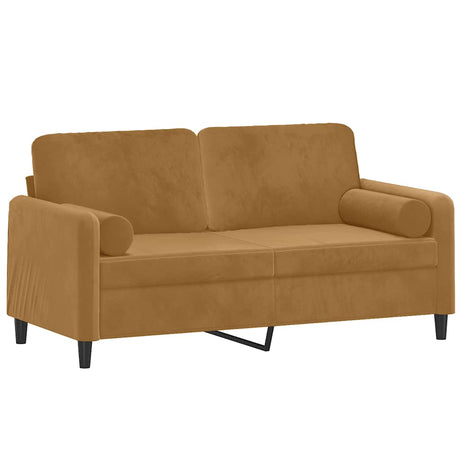 Vidaxl tweezitsbank met sierkussens 140 cm fluweel bruin