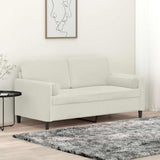 Vidaxl tweezitsbank met sierkussens 140 cm fluweel crèmekleurig