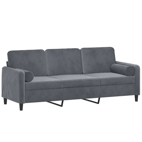 Vidaxl driezitsbank met sierkussens 180 cm fluweel donkergrijs