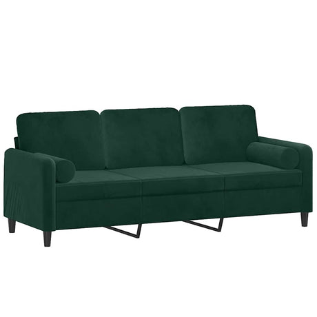 Vidaxl driezitsbank met sierkussens 180 cm fluweel donkergroen