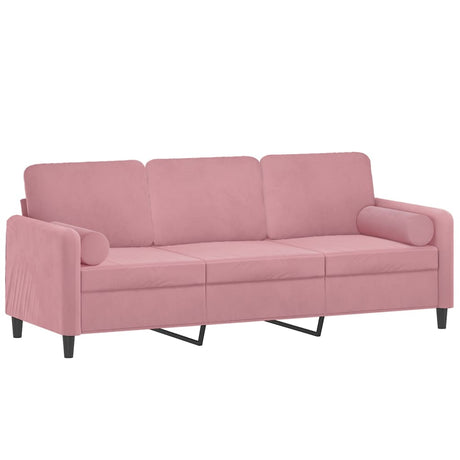 Vidaxl driezitsbank met sierkussens 180 cm fluweel roze