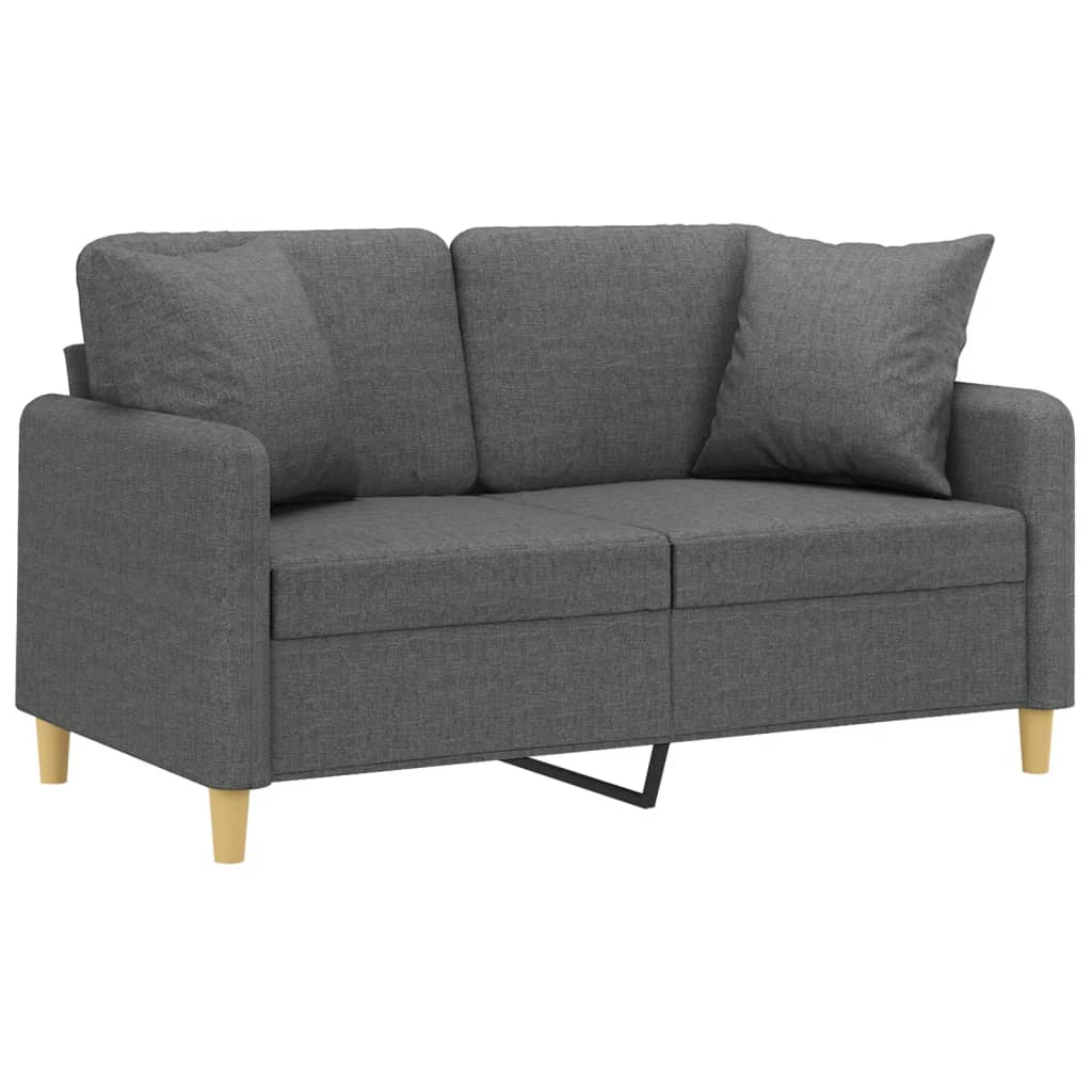 Vidaxl tweezitsbank met sierkussens 120 cm stof donkergrijs