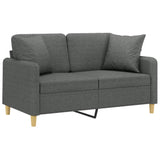 Vidaxl tweezitsbank met sierkussens 120 cm stof donkergrijs