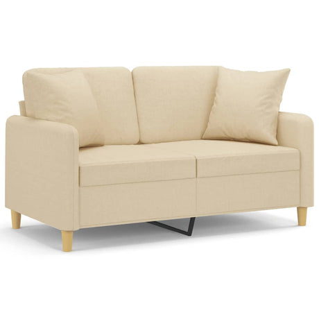 Vidaxl tweezitsbank met sierkussens 120 cm stof crèmekleurig