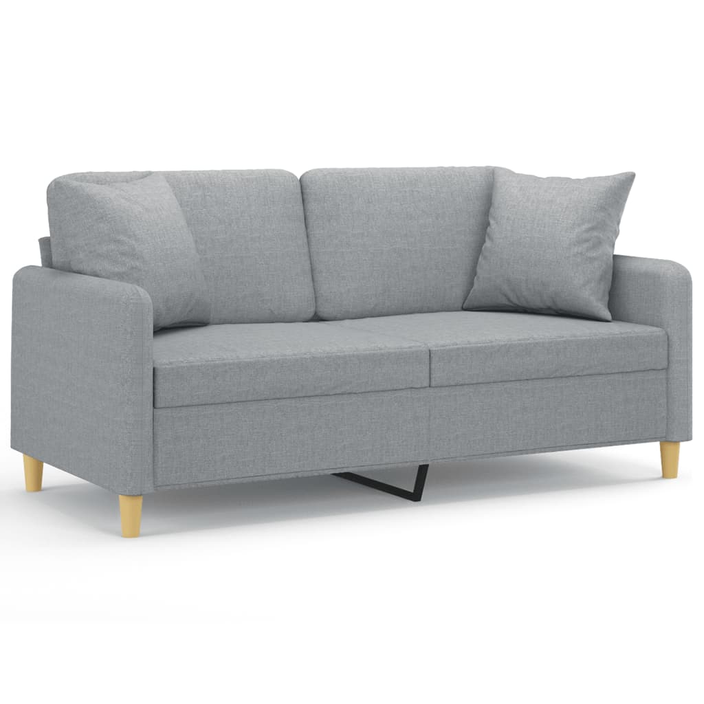 Vidaxl tweezitsbank met sierkussens 140 cm stof lichtgrijs