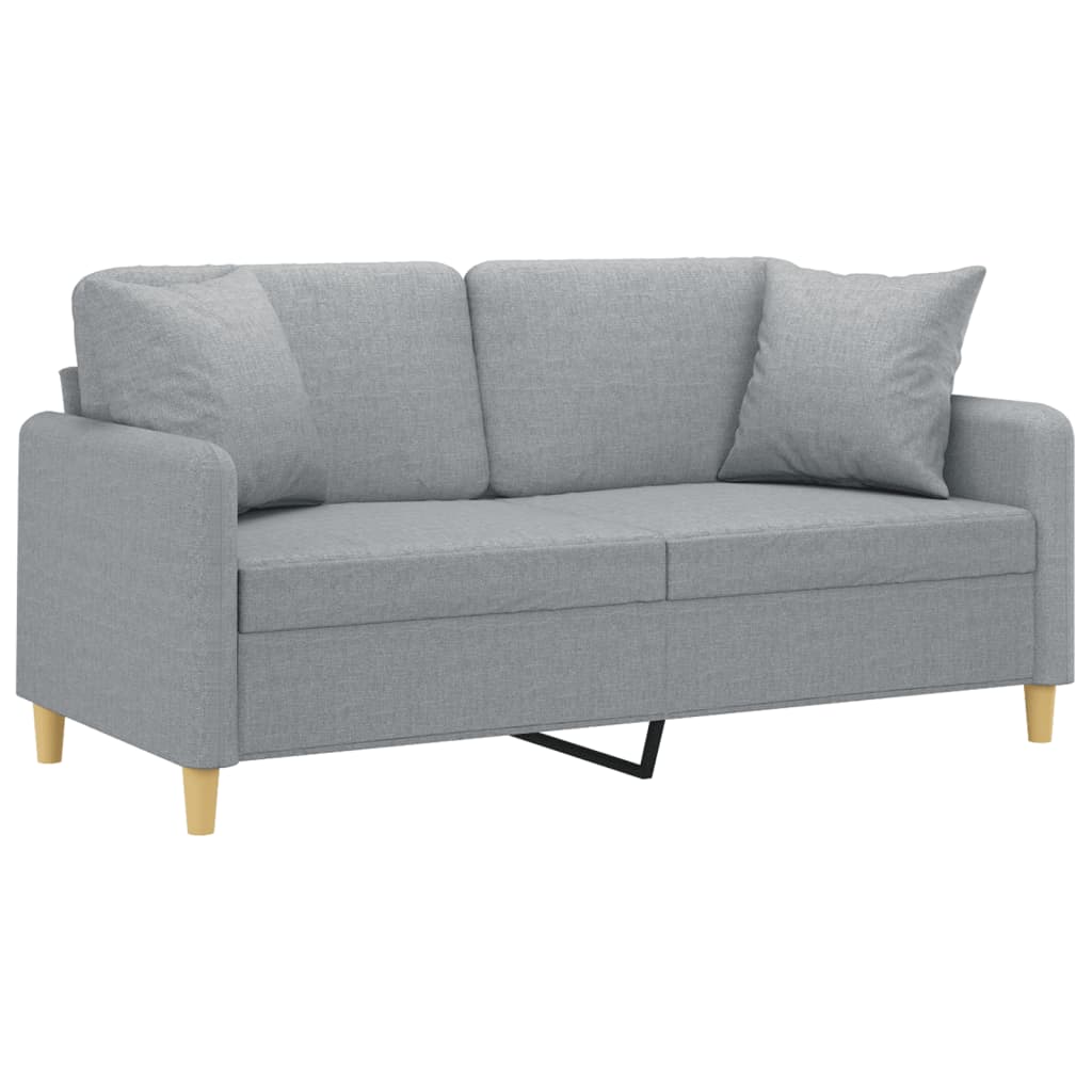 Vidaxl tweezitsbank met sierkussens 140 cm stof lichtgrijs