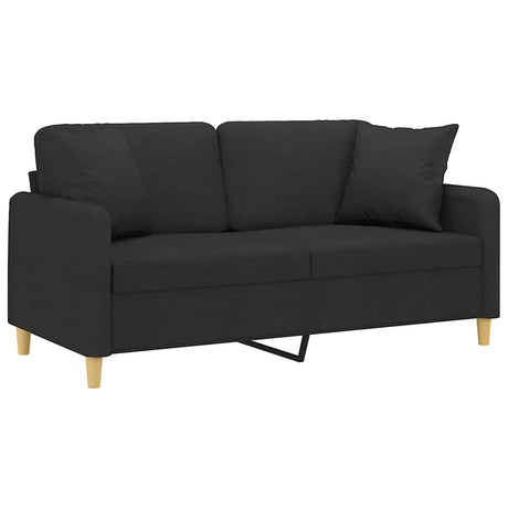 Vidaxl tweezitsbank met sierkussens 140 cm stof zwart