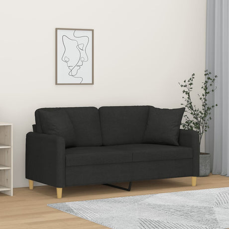 Vidaxl tweezitsbank met sierkussens 140 cm stof zwart