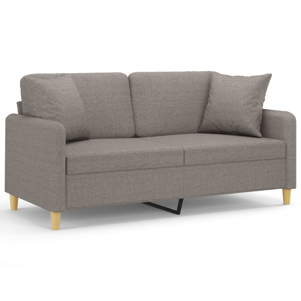 Vidaxl tweezitsbank met sierkussens 140 cm stof taupe
