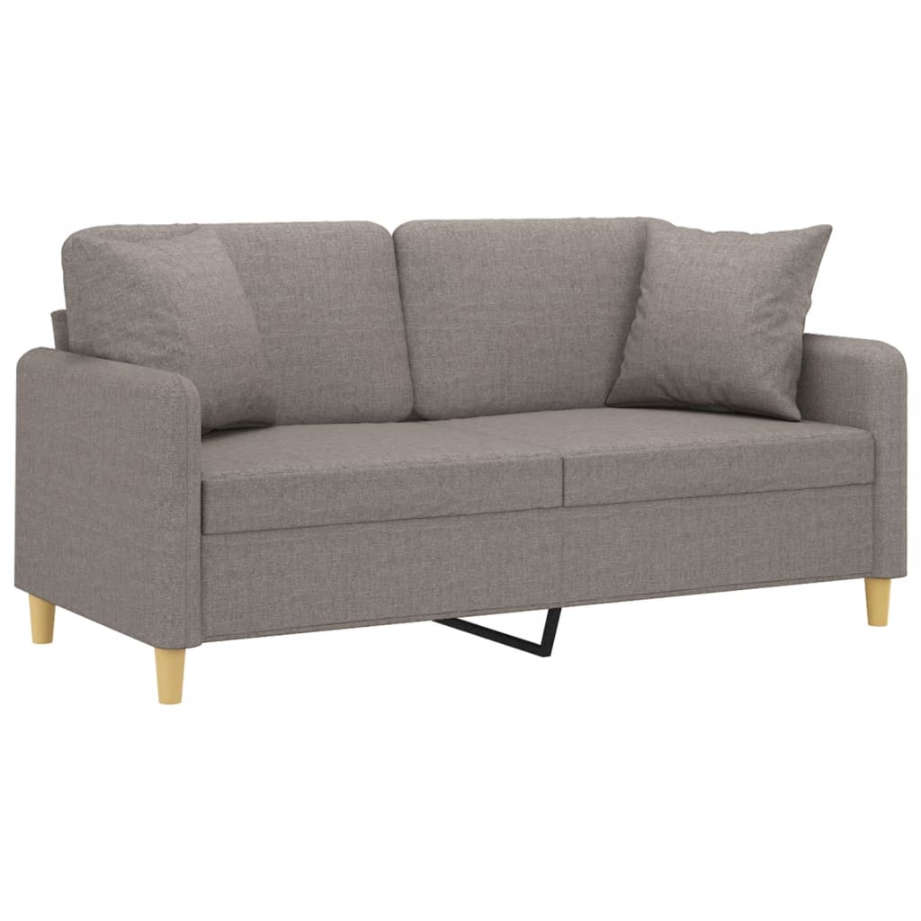 Vidaxl tweezitsbank met sierkussens 140 cm stof taupe