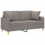 Vidaxl tweezitsbank met sierkussens 140 cm stof taupe