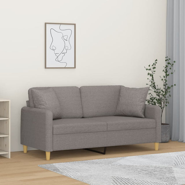 Vidaxl tweezitsbank met sierkussens 140 cm stof taupe