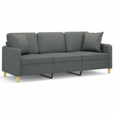 Vidaxl driezitsbank met sierkussens 180 cm stof donkergrijs