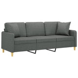 Vidaxl driezitsbank met sierkussens 180 cm stof donkergrijs
