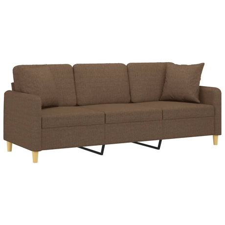 Vidaxl driezitsbank met sierkussens 180 cm stof bruin