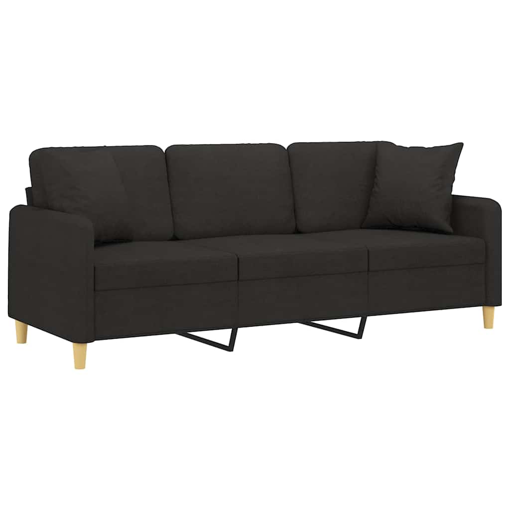 Vidaxl driezitsbank met sierkussens 180 cm stof zwart