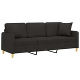 Vidaxl driezitsbank met sierkussens 180 cm stof zwart