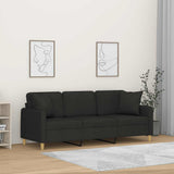 Vidaxl driezitsbank met sierkussens 180 cm stof zwart