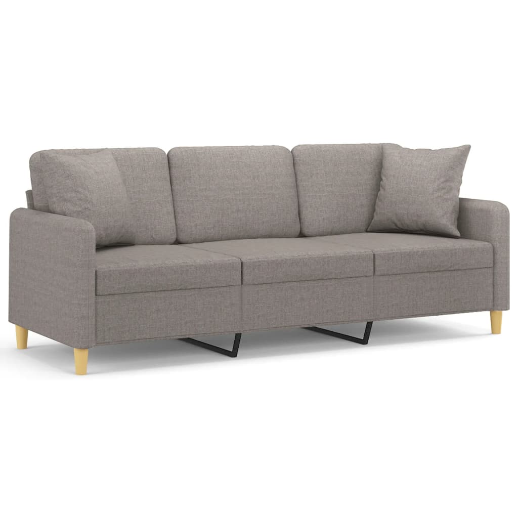 Vidaxl driezitsbank met sierkussens 180 cm stof taupe
