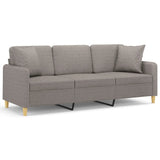 Vidaxl driezitsbank met sierkussens 180 cm stof taupe