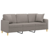 Vidaxl driezitsbank met sierkussens 180 cm stof taupe
