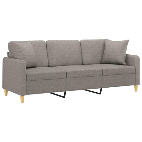 Vidaxl driezitsbank met sierkussens 180 cm stof taupe